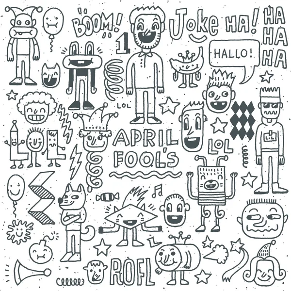 Funny Wacky Doodle Characters — Stock Vector