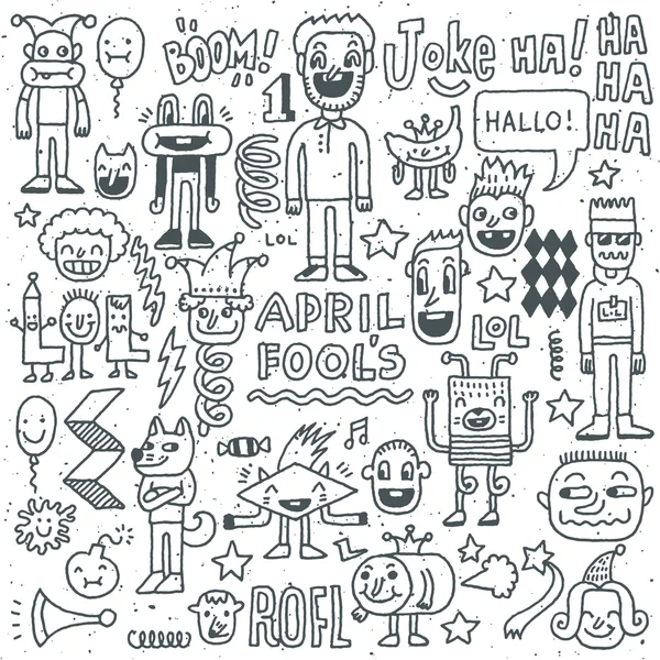 Personajes raros divertidos de Doodle — Vector de stock