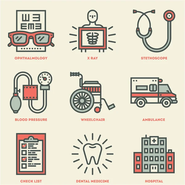 Dispositivos médicos Vintage Icon Set — Vector de stock