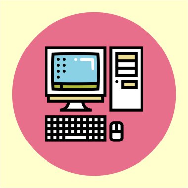 eski pc renk illüstrasyon 