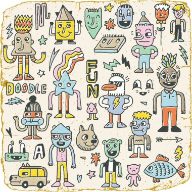 Komik tuhaf Doodle karakterler