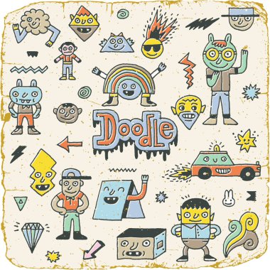 Komik tuhaf Doodle karakterler