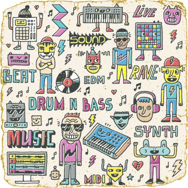 Komik tuhaf Doodle karakterler