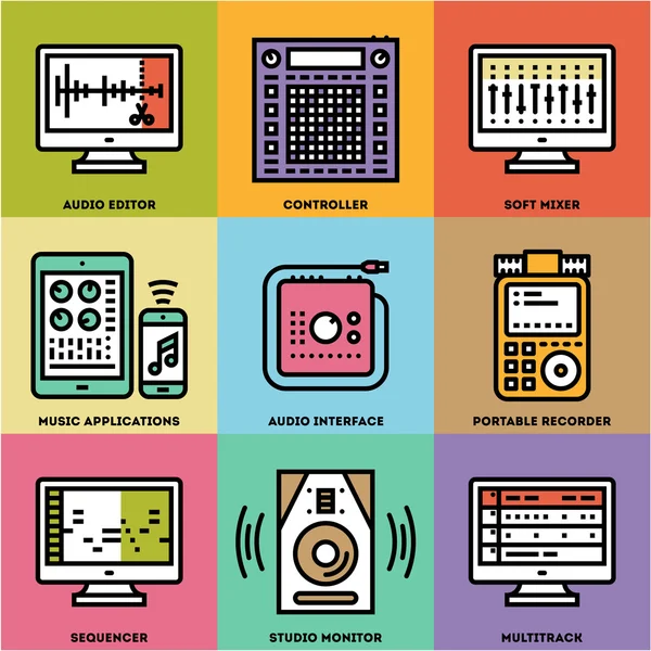 Lijn Design kleur pictogram — Stockvector