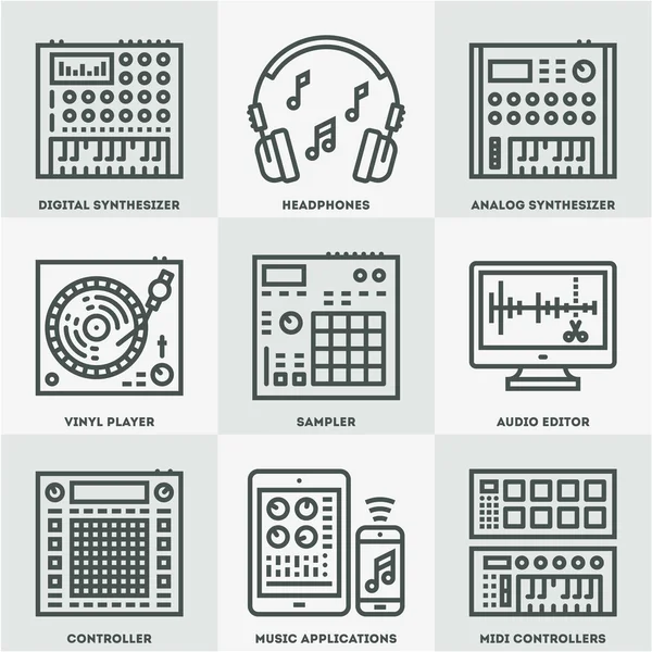 Impostare la creazione di musica — Vettoriale Stock