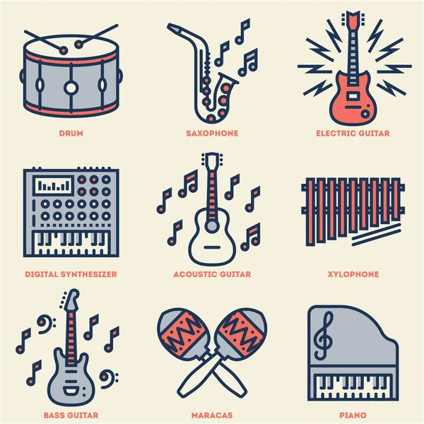 Set instruments de musique — Image vectorielle