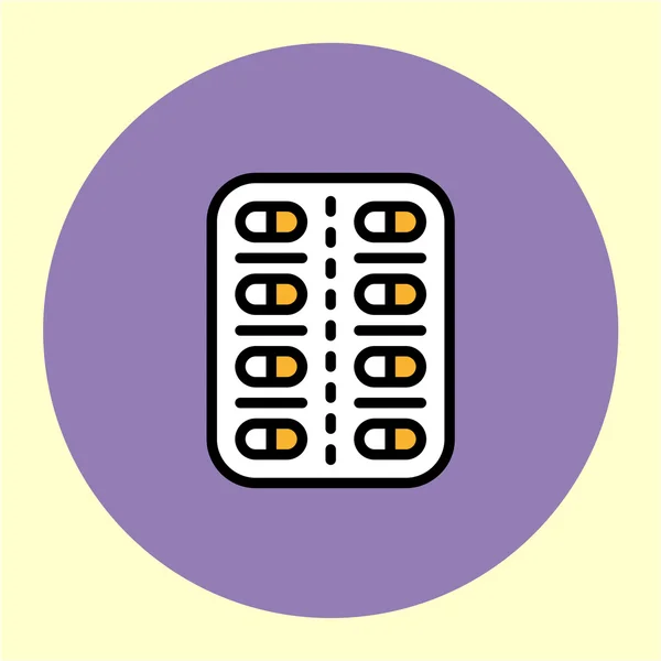 Pillen thinline kleur ronde pictogram — Stockvector