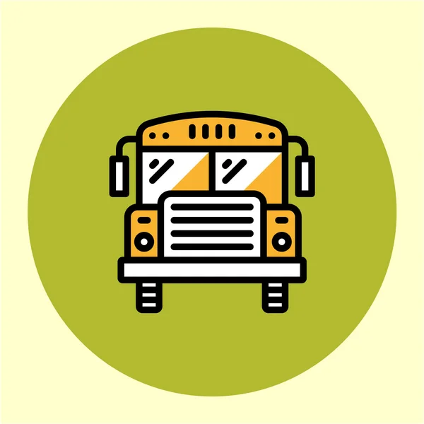 School bus thinline color round icon — Stock Vector