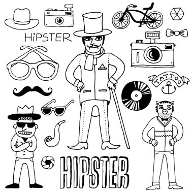 komik hipster seti.