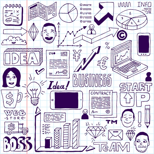 Business doodles set. — Stock vektor