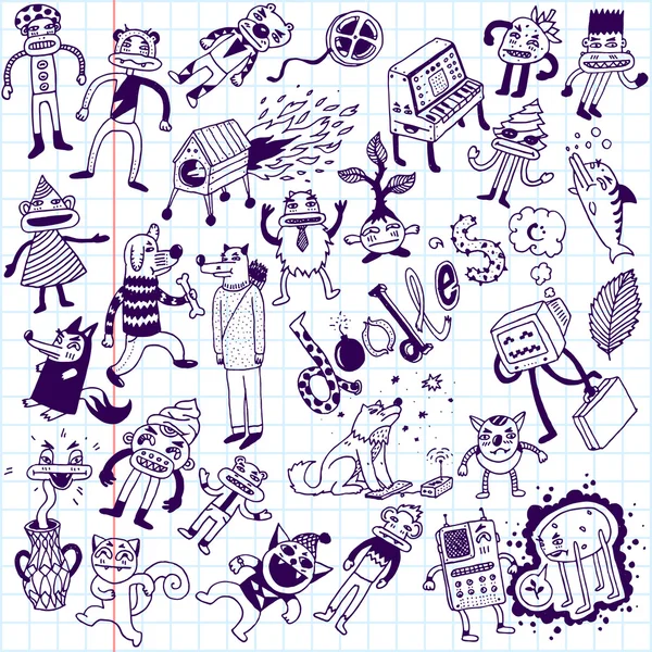 Crazy doodle djur. — Stock vektor