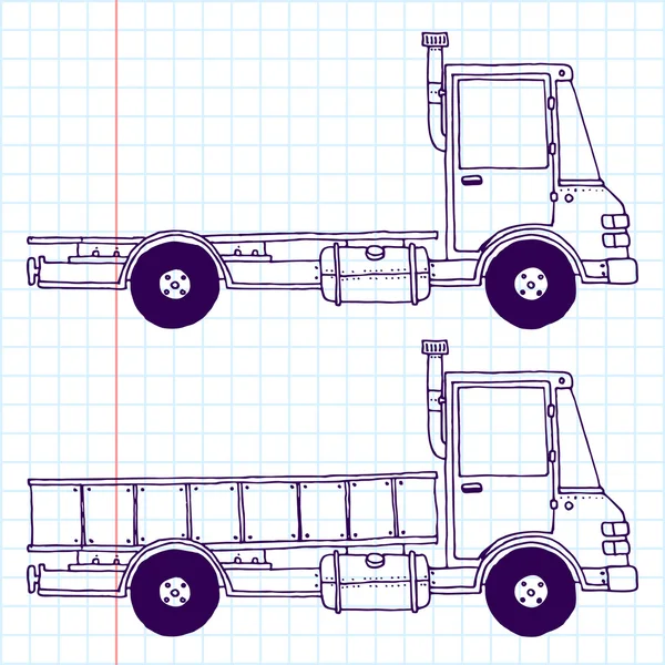 Doodle φορτηγά — Διανυσματικό Αρχείο