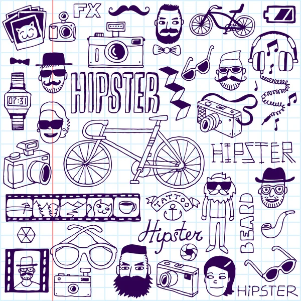 Hipsters garabatos conjunto . — Archivo Imágenes Vectoriales