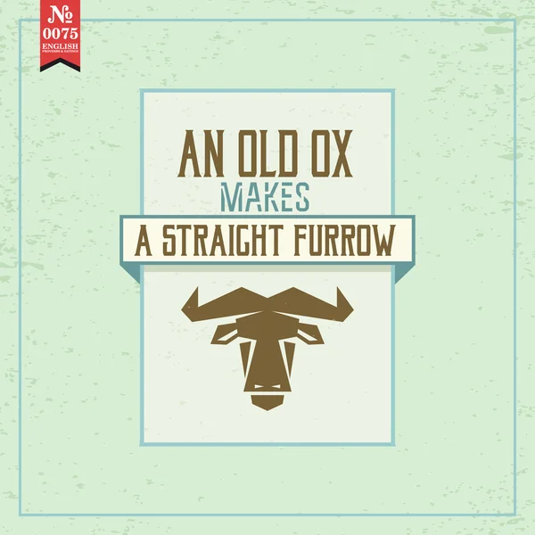 Old ox makes straight furrow — Stock Vector