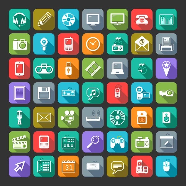 Conjunto de iconos multimedia . — Archivo Imágenes Vectoriales