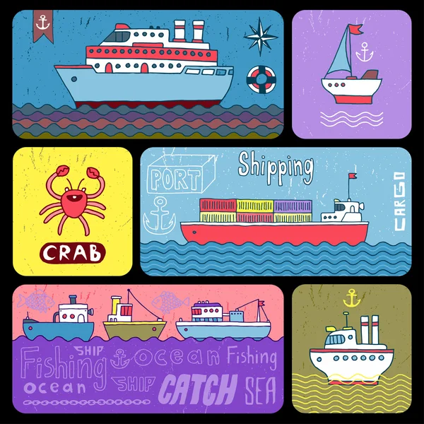 Ships banners set — Stock Vector