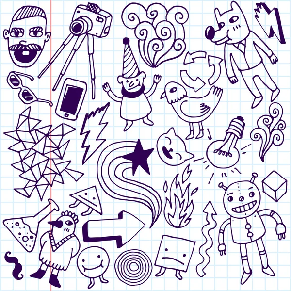 Crazy doodle sada. — Stockový vektor