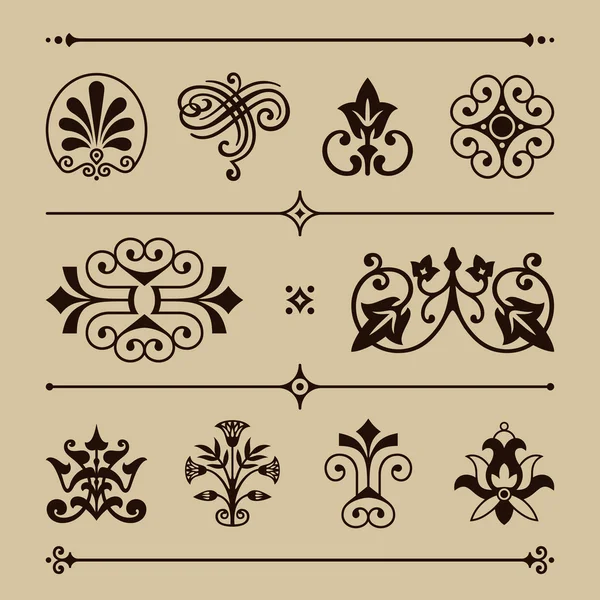 Vintage hand getrokken elementen ontwerpset — Stockvector