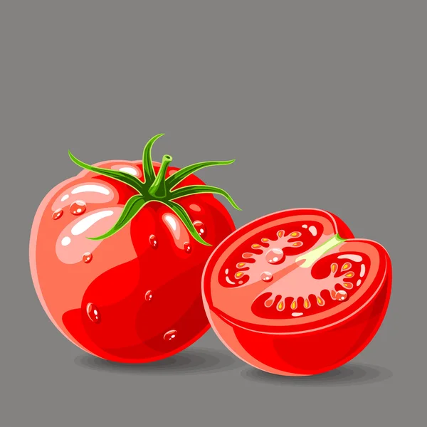 Свіжі помідори з краплями води — стоковий вектор