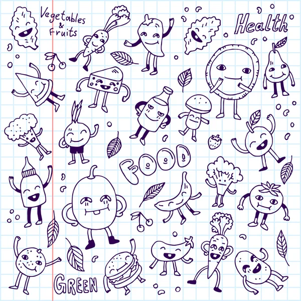 Doodle grappige voedsel set — Stockvector