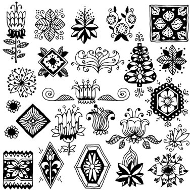 çiçek tasarım öğeleri.