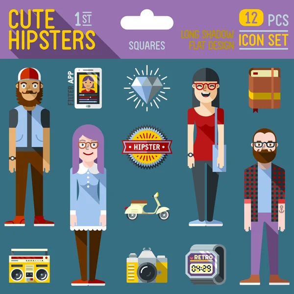 Cute hipster looks — Stock Vector