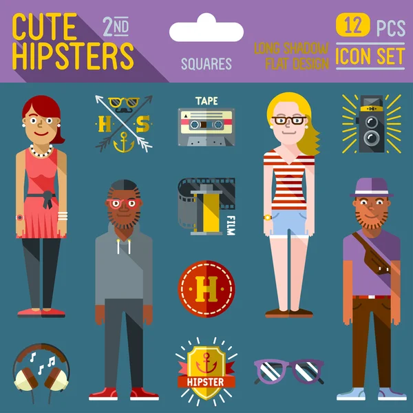 Cute hipster looks — Stock Vector