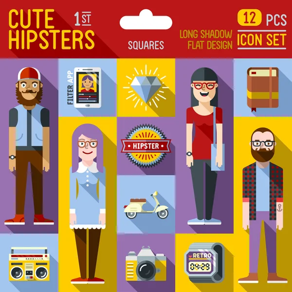 Ziet er schattig hipster — Stockvector