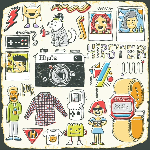 Conjunto de botín Hipster — Archivo Imágenes Vectoriales