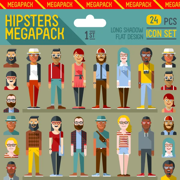 Hipsters megapack iconos — Vector de stock