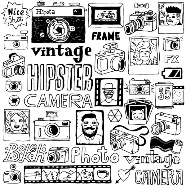 Conjunto de cámaras Hipster — Vector de stock