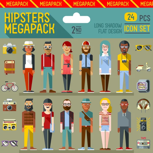 Hipsters ícones megapack Ilustração De Stock
