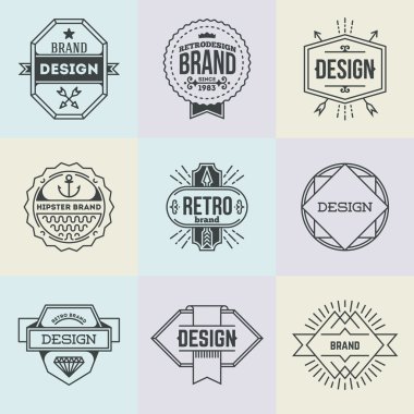 Çeşitli retro tasarım insignias