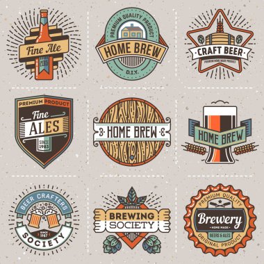 logotypes home brewery set .