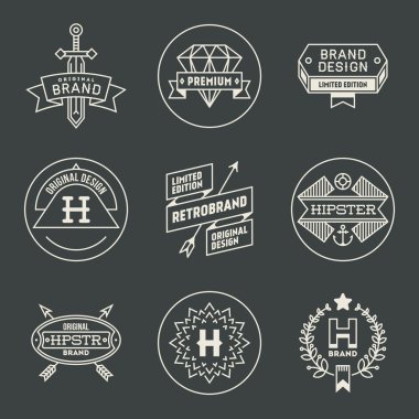 hipster insignias logolar seti