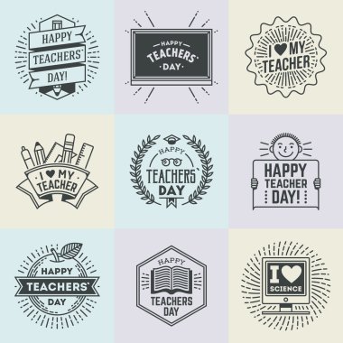 Happy Teachers Day assorted  insignias clipart