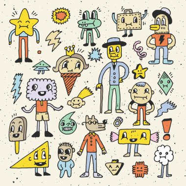 Okula geri renkli kümesi doodle