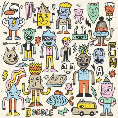 Okula geri renkli kümesi doodle