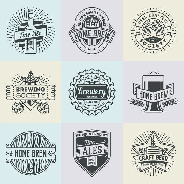 Logotipos cervecería casera — Vector de stock