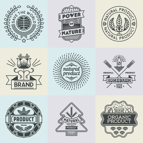 Logotypes natural product set. — Stock Vector