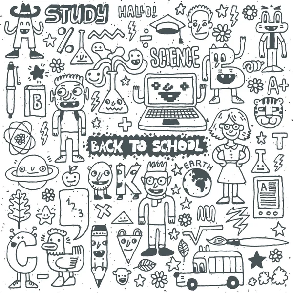 Volver a la escuela doodle set — Archivo Imágenes Vectoriales