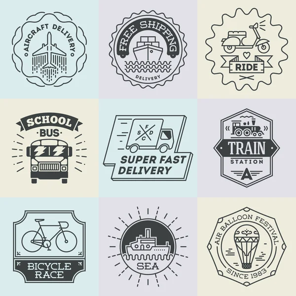 Retro desain insignias transport - Stok Vektor