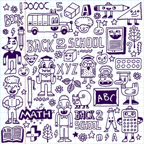 Volver a la escuela doodle set — Vector de stock