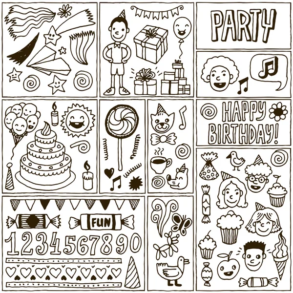 Conjunto de banners de temas de cumpleaños  . — Vector de stock