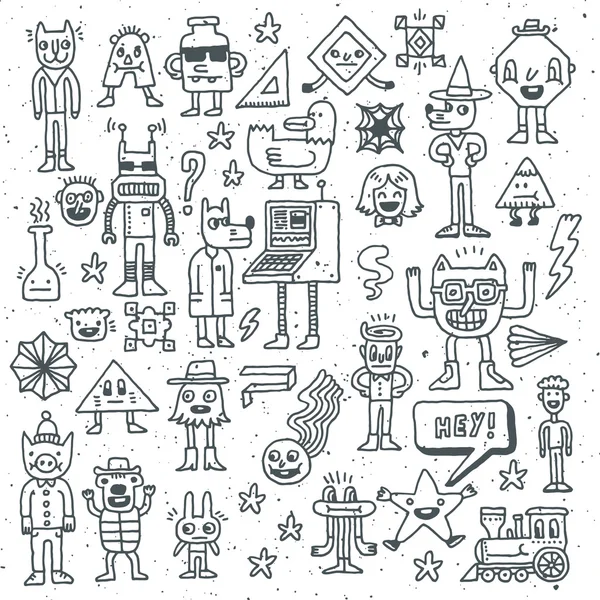 Cartone animato stravagante doodle set — Vettoriale Stock