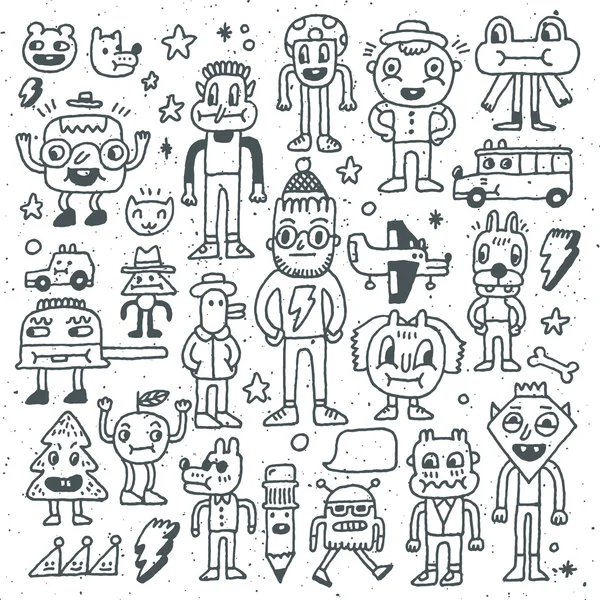 Dibujos animados loco doodle conjunto — Archivo Imágenes Vectoriales
