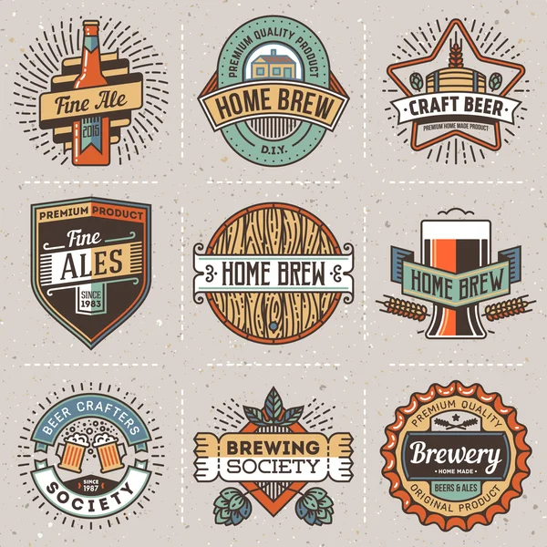 Logotypes home brewery set . — Stock Vector