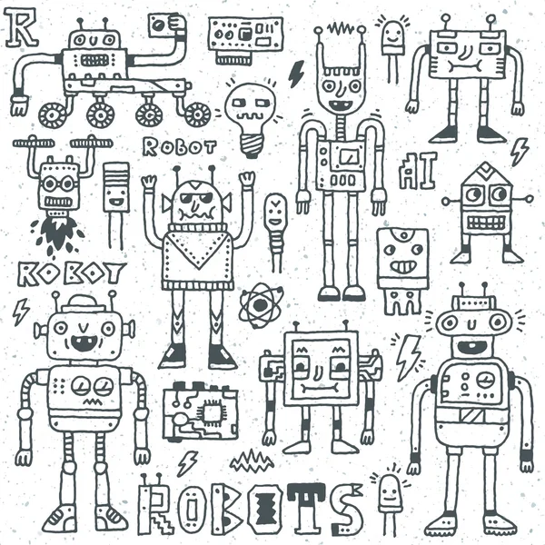 Robôs, Elétricos, Circuitos, Microesquemas . — Vetor de Stock