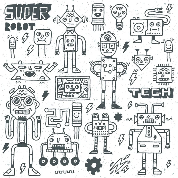 Robots,Electrical, Circuits, Microschemes. — Stock Vector
