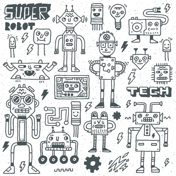 Robots, Eléctrico, Circuitos, Microesquemas . — Vector de stock